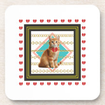 Ingwerkatze und Goldene Kette, harter Untersetzer