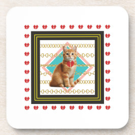 Ingwerkatze und Goldene Kette, harter Untersetzer