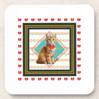 Ingwerkatze und Goldene Kette, harter Untersetzer