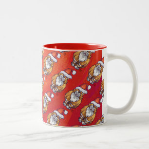 Ingwerkatze Weihnachten auf Rot Zweifarbige Tasse