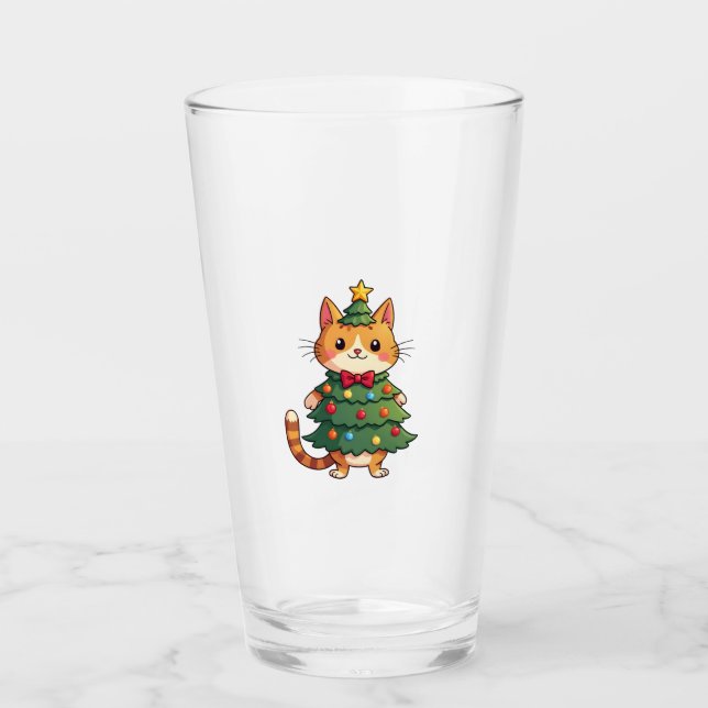 Ingwerkatze Weihnachtsbaum Süßes Xmas 4 Glas (Vorderseite)