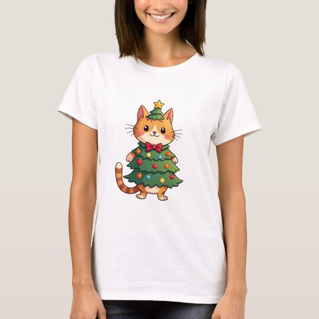 Ingwerkatze Weihnachtsbaum Süßes Xmas 4 T-Shirt (Vorderseite)
