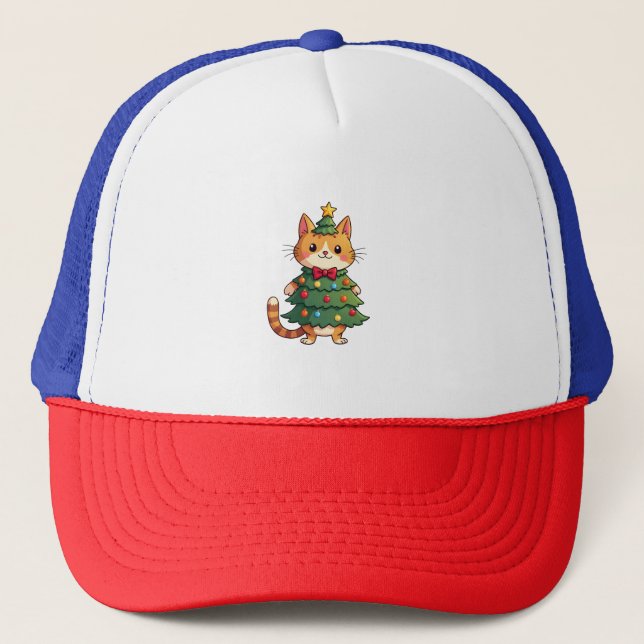 Ingwerkatze Weihnachtsbaum Süßes Xmas 4 Truckerkappe (Vorderseite)