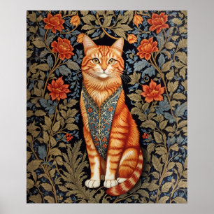 Ingwerkatze William Morris Inspirierte Blumen Poster