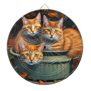 Ingwerkatzen in einem Dartboard mit Pflanze Dartscheibe