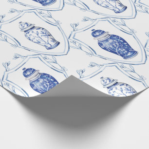 Ingwertopf Blau-Weiße Chinoiserie Geschenkpapier