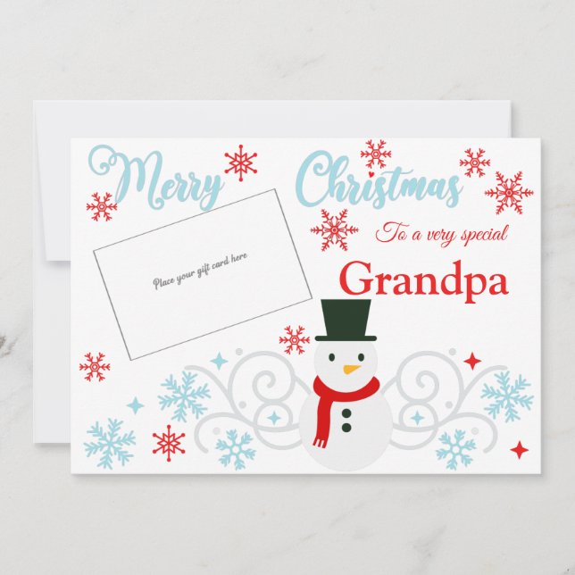 Inhaber der Snowman-Grandpa-Geschenkkarte Karte (Vorderseite)