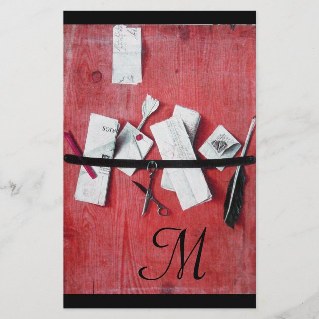 INHABER DES HOLZMONOGRAMM, rot Schwarz-weiß Briefpapier (Vorderseite)