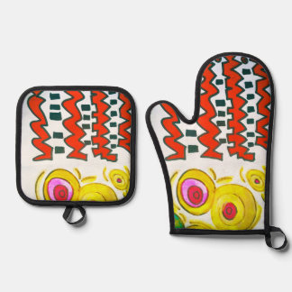 INHABER VON EIGENEN UND MITTEN OFENHANDSCHUH & Topflappen-Set