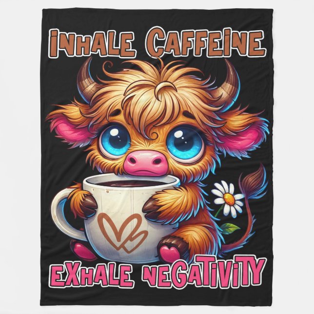Inhale Caffeine Exhale Negativity  Fleecedecke (Vorderseite)