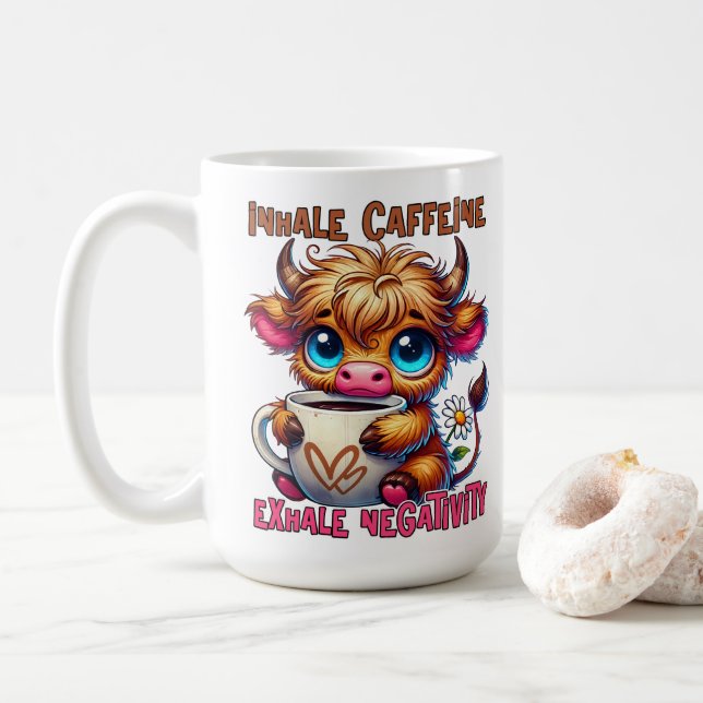 Inhale Caffeine Exhale Negativity  Kaffeetasse (Mit Donut)