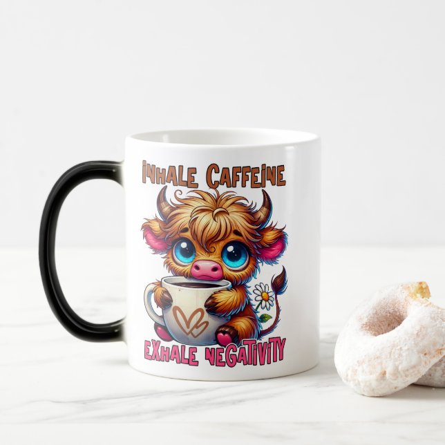 Inhale Caffeine Exhale Negativity  Verwandlungstasse (Mit Donut)