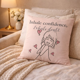 Inhale Confidence Motivational Blush Throw Pillow Kissen