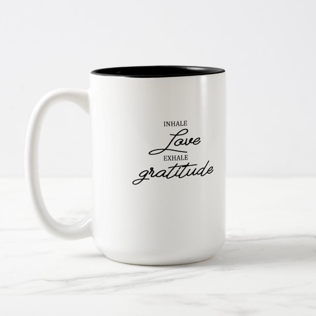INHALE LIEBE EXHALE GRATITUE ZWEIFARBIGE TASSE (Links)