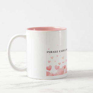 Inhalieren von Koffein" Pink Heart Coffee Tasse