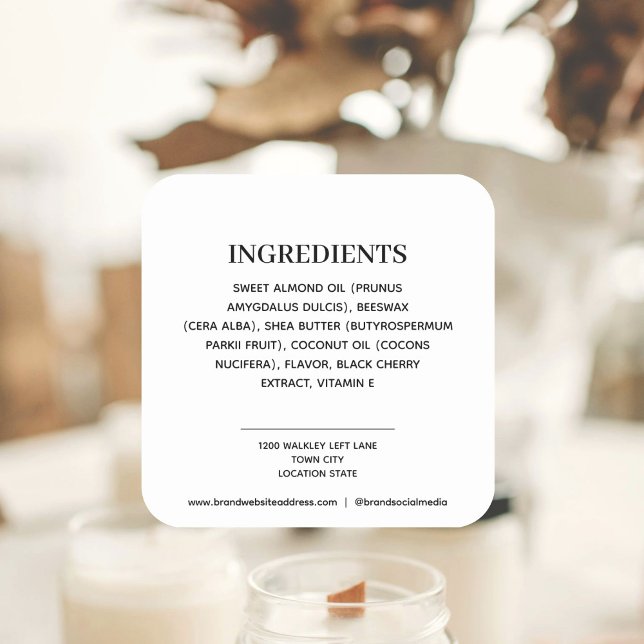 Inhaltsstoffe des Produkts Quadratischer Aufkleber (Von Creator hochgeladen)