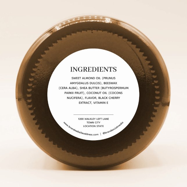 Inhaltsstoffe des Produkts Runder Aufkleber (Von Creator hochgeladen)