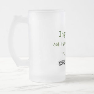 Inhaltsstoffe geben den Namen der Produkt-Gewichts Mattglas Bierglas