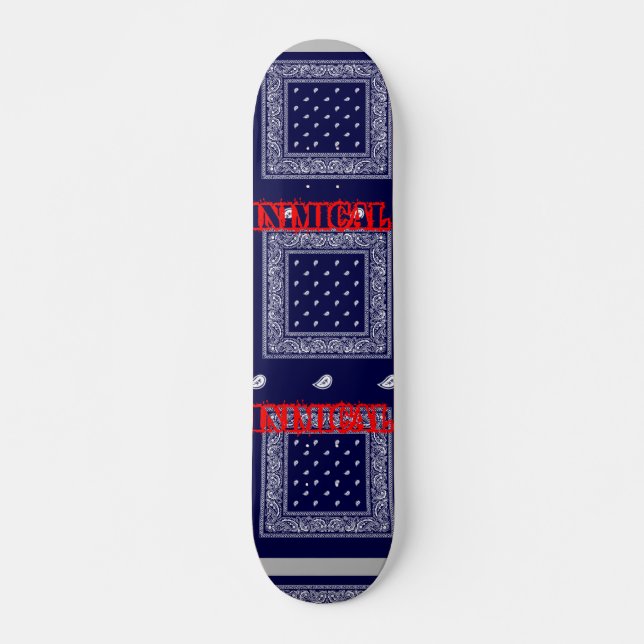 Inimical Blue Paisley  Skateboard (Vorne)