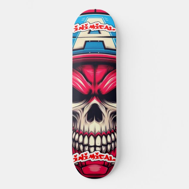 Inimical Red Skull Skateboard (Vorderseite)