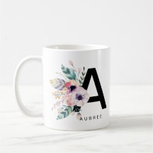 Initial "A" Alphabet Tasse Monogram Boho Wasserfar