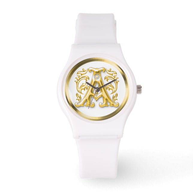 Initial A Stylish Girly Designer Armbanduhr (Vorderseite)