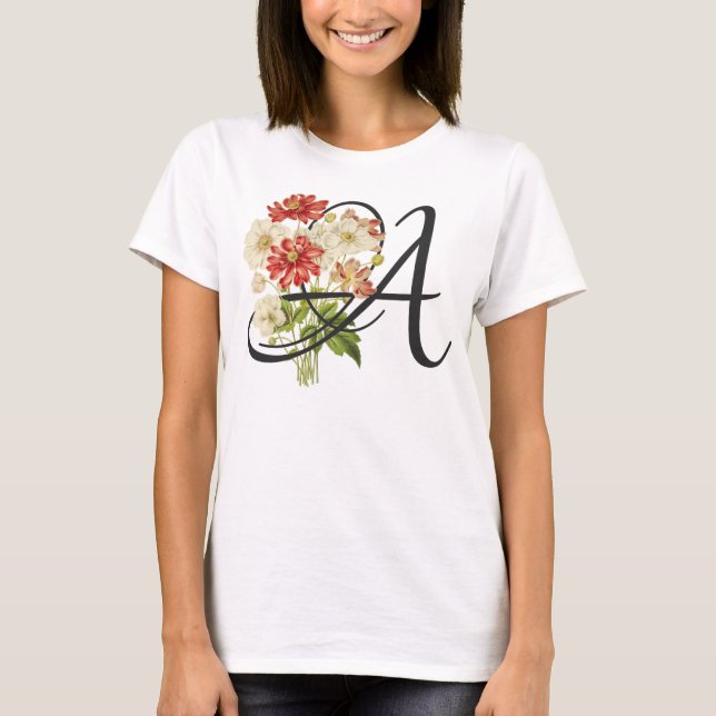 Initial A, Vintag Anemones T - Shirt (Vorderseite)