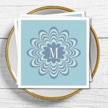 Initial abstrakt Blue Blume Custom Monogram