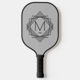 Initial ändern, Klassische schwarze Geometrie hinz Pickleball Schläger
