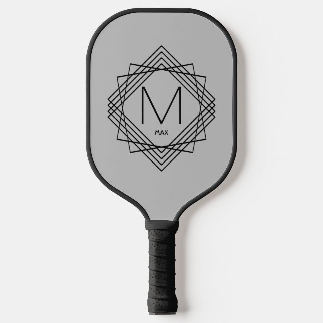 Initial ändern, Klassische schwarze Geometrie hinz Pickleball Schläger (Vorderseite)