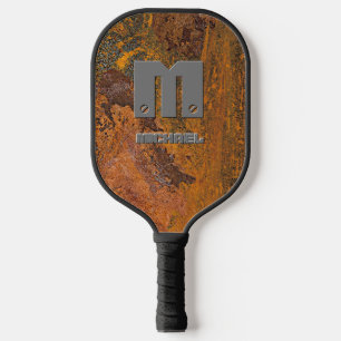 Initial ändern, Name auf Rusty Brown Metal hinzufü Pickleball Schläger