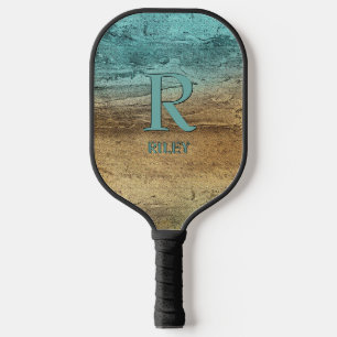 Initial ändern, Name hinzufügen, Abstrakte Sandfar Pickleball Schläger