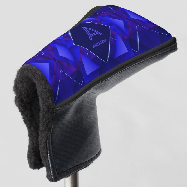 Initial ändern, Name hinzufügen (löschen), blauer  Golf Headcover (3/4 Vorderseite)