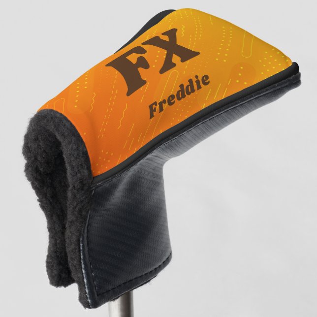 Initial ändern, Name hinzufügen (löschen), orange  Golf Headcover (3/4 Vorderseite)