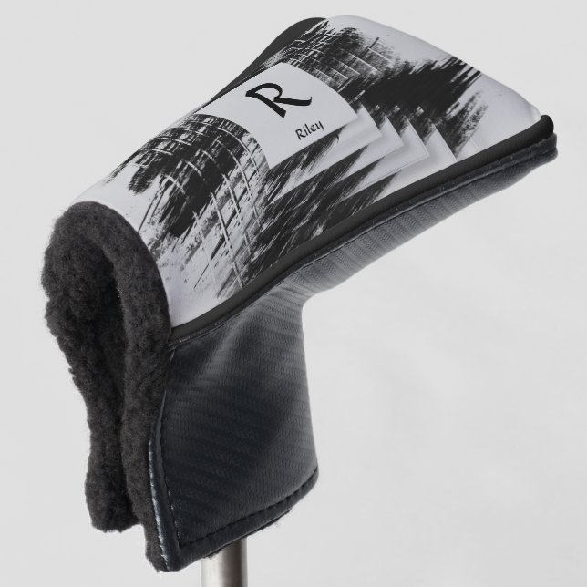 Initial ändern, Name hinzufügen (löschen), Schwarz Golf Headcover (3/4 Vorderseite)