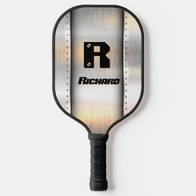 Initial ändern, Name hinzufügen, Metallstreifen mi Pickleball Schläger (Vorderseite)