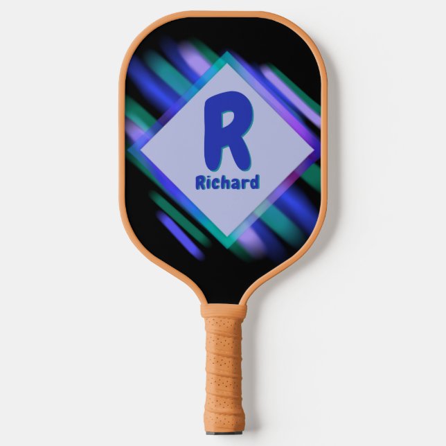 Initial ändern, Name hinzufügen, weiche Blues schw Pickleball Schläger (Vorderseite)