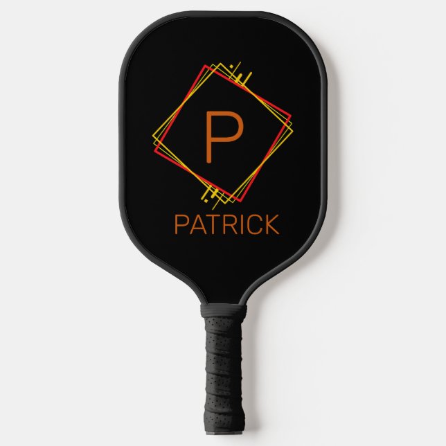 Initial ändern, Rot-Gelbe Quadrate hinzufügen Pickleball Schläger (Vorderseite)