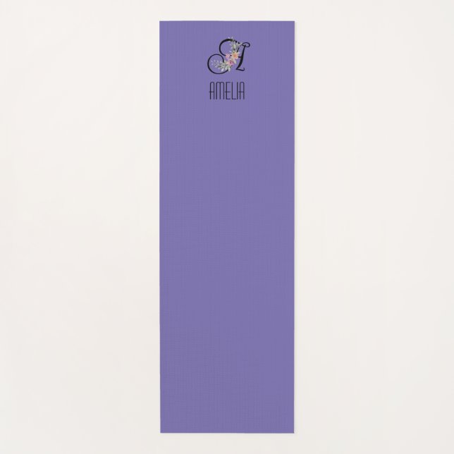 Initial-Aquarelllavene für Monogramm-Blume Yogamatte (Vorderseite)