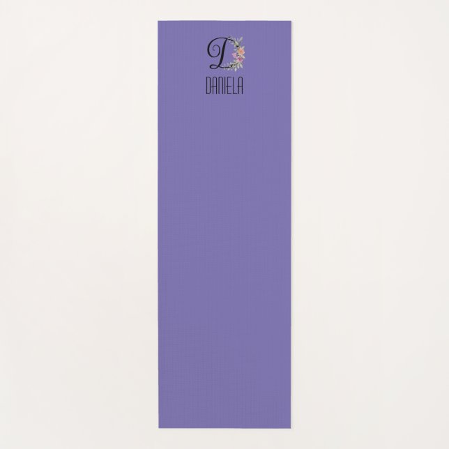 Initial-Aquarelllavene für Monogramm-Blume Yogamatte (Vorderseite)