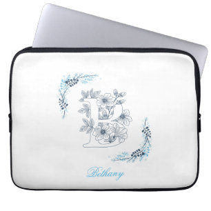 Initial "B" Blue Monogram Calm Floral Laptopschutzhülle
