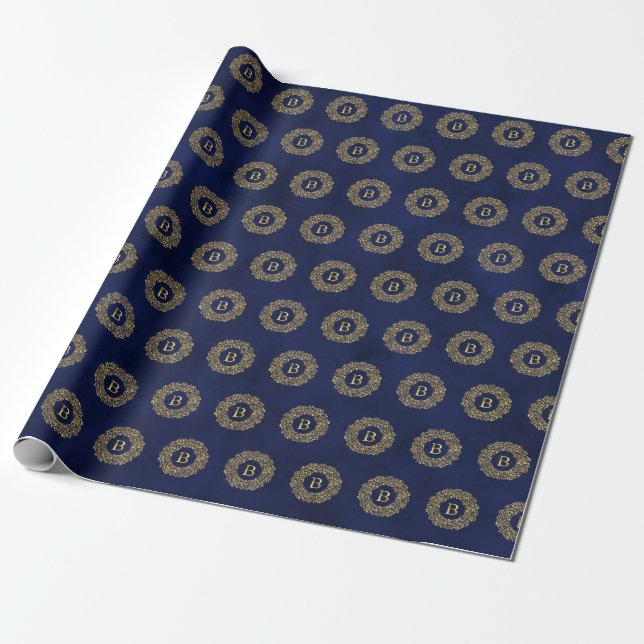 Initial B golden Damask Classic Muster Geschenkpapier (Ungerollt)