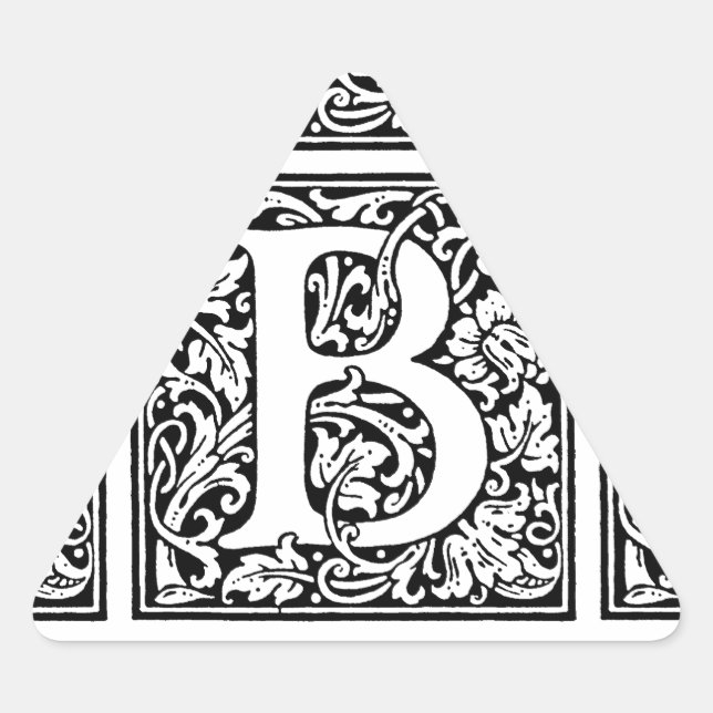 Initial B Monogramm. Muster für benutzerdefinierte Dreieckiger Aufkleber (Vorderseite)