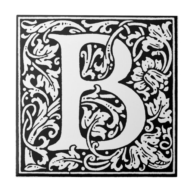 Initial B Monogramm. Muster für benutzerdefinierte Fliese (Vorderseite)