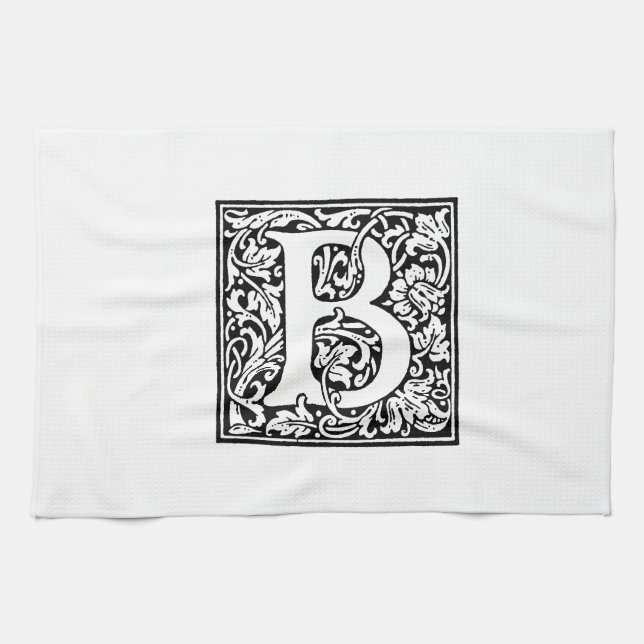 Initial B Monogramm. Muster für benutzerdefinierte Küchentuch (Horizontal)