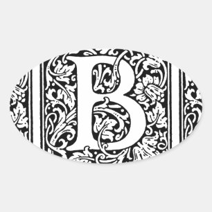 Initial B Monogramm. Muster für benutzerdefinierte Ovaler Aufkleber