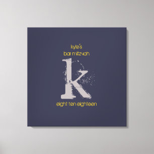 Initial-Bar-Bat Mitzvah-Anmeldungsboard K Monogram Leinwanddruck