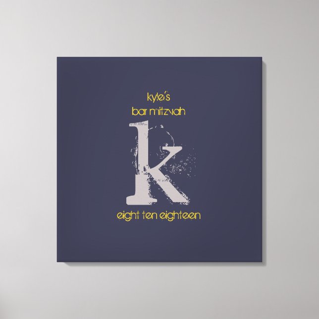 Initial-Bar-Bat Mitzvah-Anmeldungsboard K Monogram Leinwanddruck (Vorderseite)