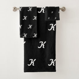 Initial Bath Towels (Black & White) Badhandtuch Set