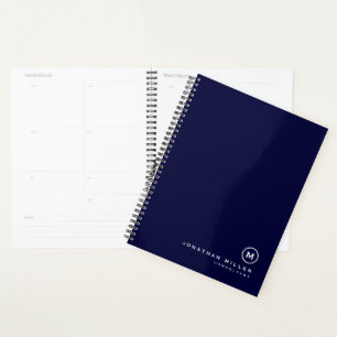 Initial beruflich Navy & White Monogram Planer